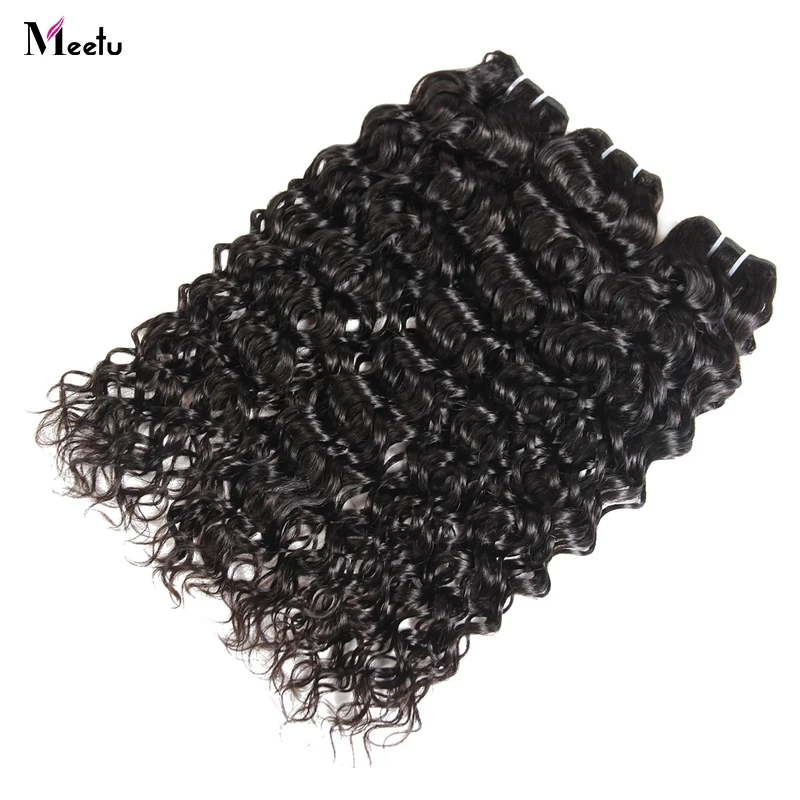 Meetu Hair Malaysian Water Wave 3 Bundles Human Hair Weave Natural Color 100% Non Remy Hair Extension 8''-28'' Free Shipping