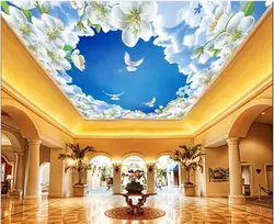 WDBH пользовательские фото 3d потолочные фрески обои Лили простой ботанический Цветок home decor 3d настенные фрески обои для гостиной
