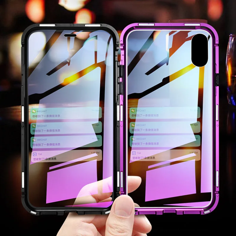 

360 Degree Full Body Flip Coque for iPhone XS MAX Case Magnetic Adsorption Aluminum Anti-knock Metal Cover for iPhoneXS 7 Plus