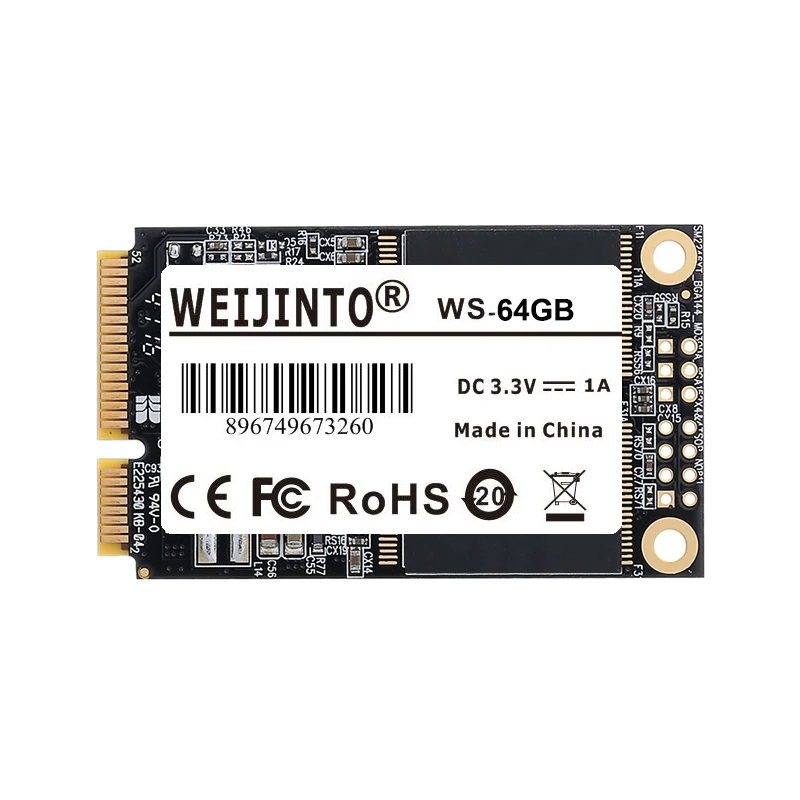 SSD накопитель WEIJINTO для сервера ноутбука внутренний твердотельный mini SATA 32 Гб/64