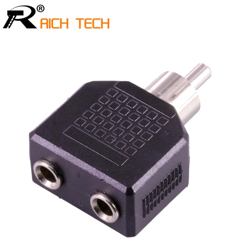 

3Pcs Black Plastic Double Jack 3.5mm Female Socket 2x3.5 mono Jack to RCA Plug Earphone Adapter with Original Packing