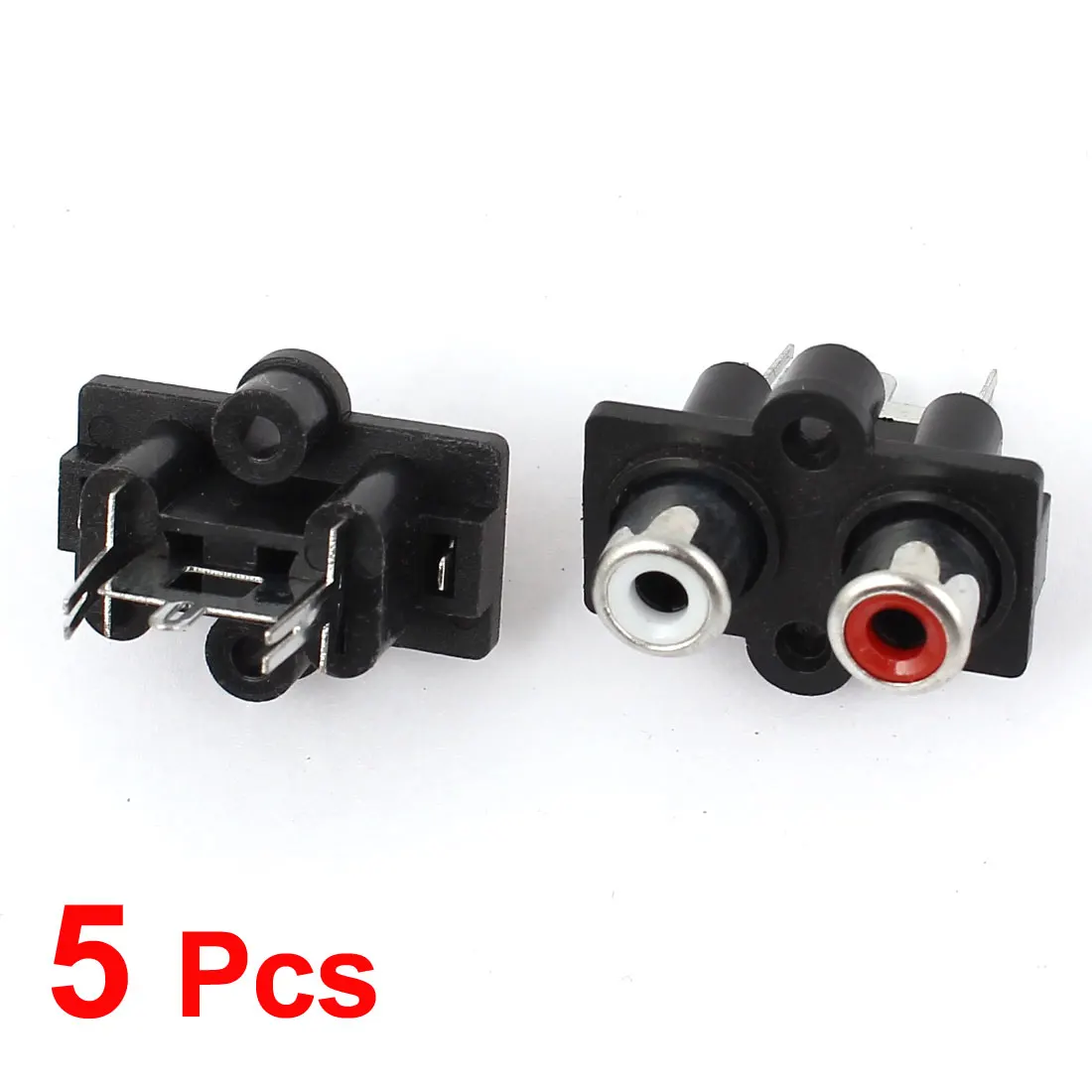 Uxcell 5 Pcs Vertical Type Pcb Mounting 2 Rca Female Jack Av Concentric