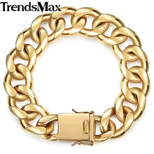 Майами панцирного плетения КУБИНСКИЙ звено цепи Для мужчин браслет золото 316L Нержавеющая сталь браслет мужской кожаный браслет ювелирных изделий подарка дропшиппинг 13/18 мм KHBM110