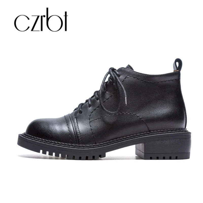 

CZRBT autumn winter new shoes women's fashion retro Martin women's boots flat anti-slippery thermal leisure wear women's shoes