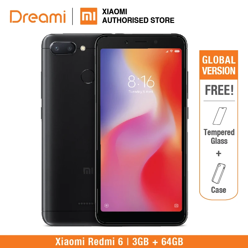 Global Version Redmi 6 64GB ROM 3GB RAM (Brand New and Sealed) | Мобильные телефоны и аксессуары