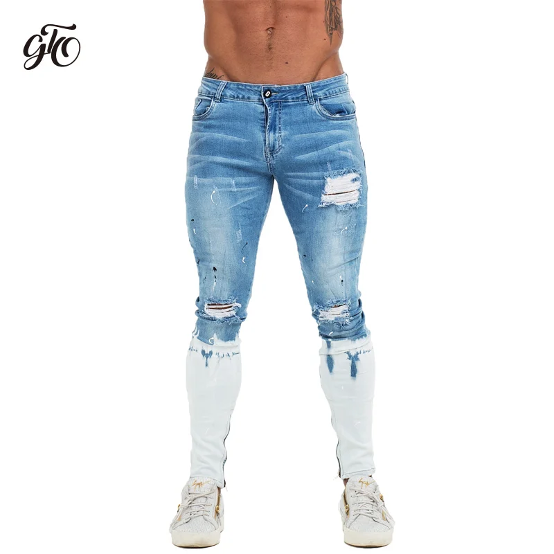 men's white super skinny ripped jeans
