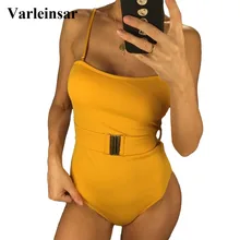 Сексуальный бандо с полной спинкой желтый ребристый цельный купальник Женская одежда для плавания женский купальный костюм с поясом купальный костюм V1099