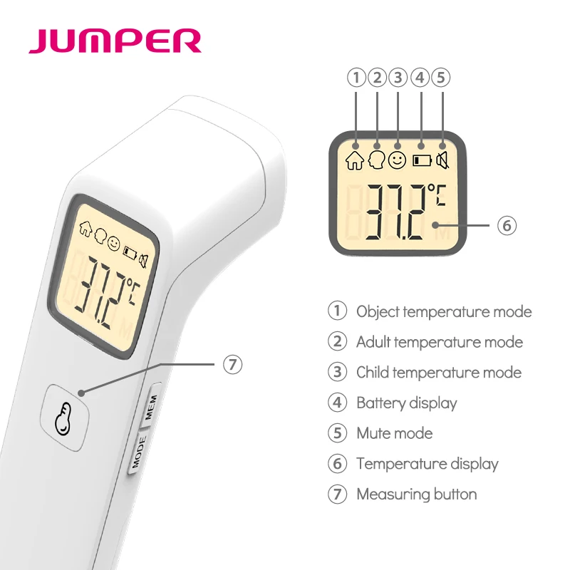Infrared Thermometer baby Digital Forehead HD LCD Body Temperature Baby & Adult medical Fever Alarm