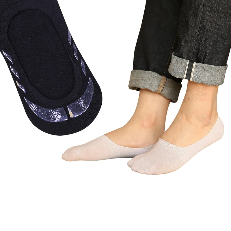 3 пары Для мужчин носок тапочки 360 градусов округлые силикона нескользящей Твердые Цвет Невидимый мужской летние дышащие носки хлопок Meias