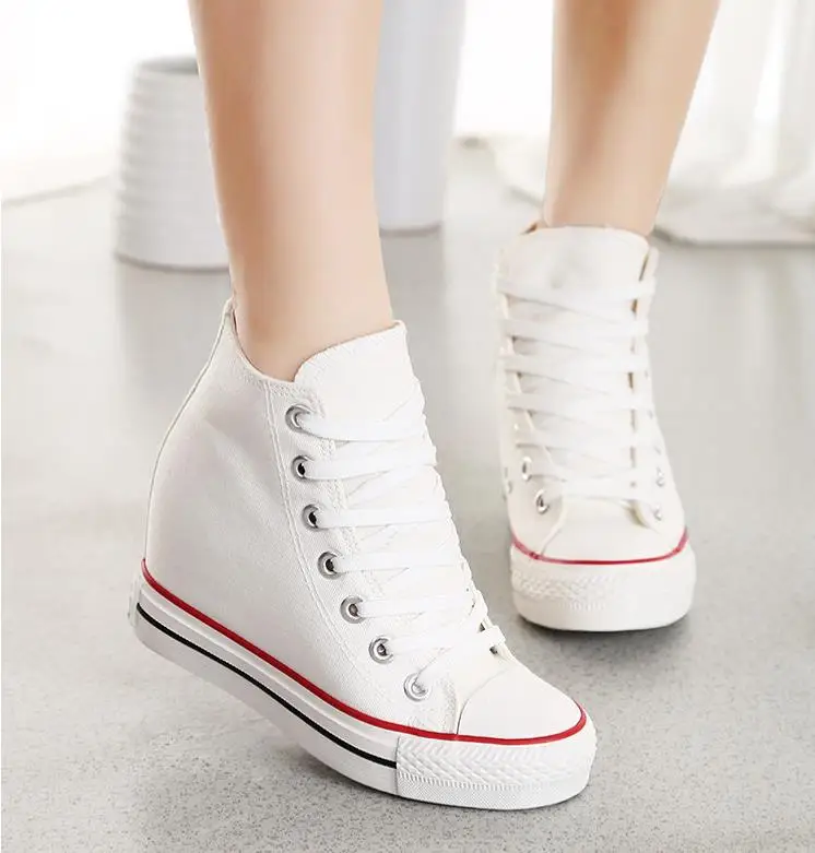 

2018 new increase in 8 cm canvas shoes basic casual shoes