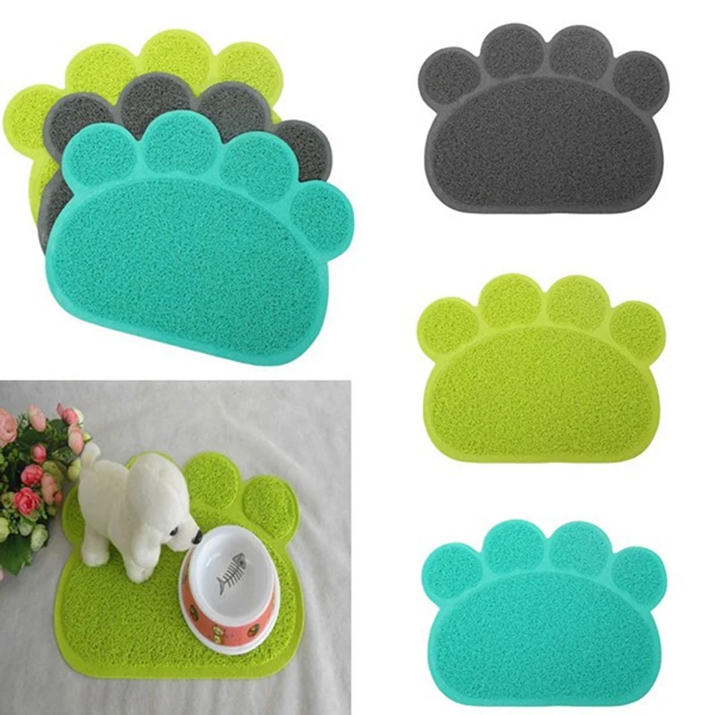 

New Design Paw Footprint Shape Pet Pad Cat Litter Mats Anti-dirty Rug For Cat Puppy Kitten Dish Feeding Bowl Placemat Waterproof
