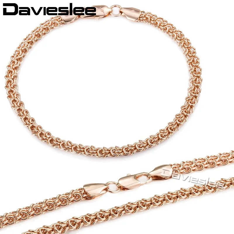 5mm Rose Gold Filled Necklace Bracelet Set Womens Mens Chain Swirl Link Chain Wholesale Jewelry ...