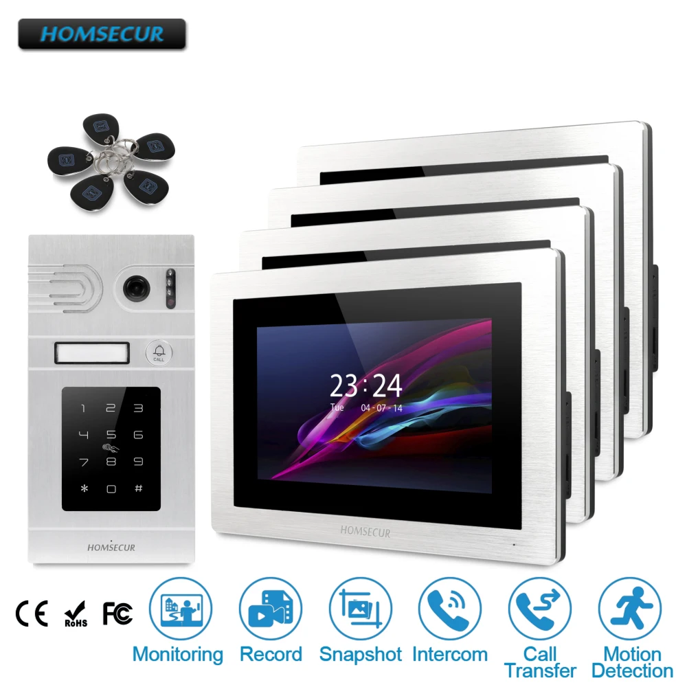 

HOMSECUR 7" Video Door Phone Intercom System+Recording & Snapshot+Call Transfer for Apartment BC071-S + BM714-S