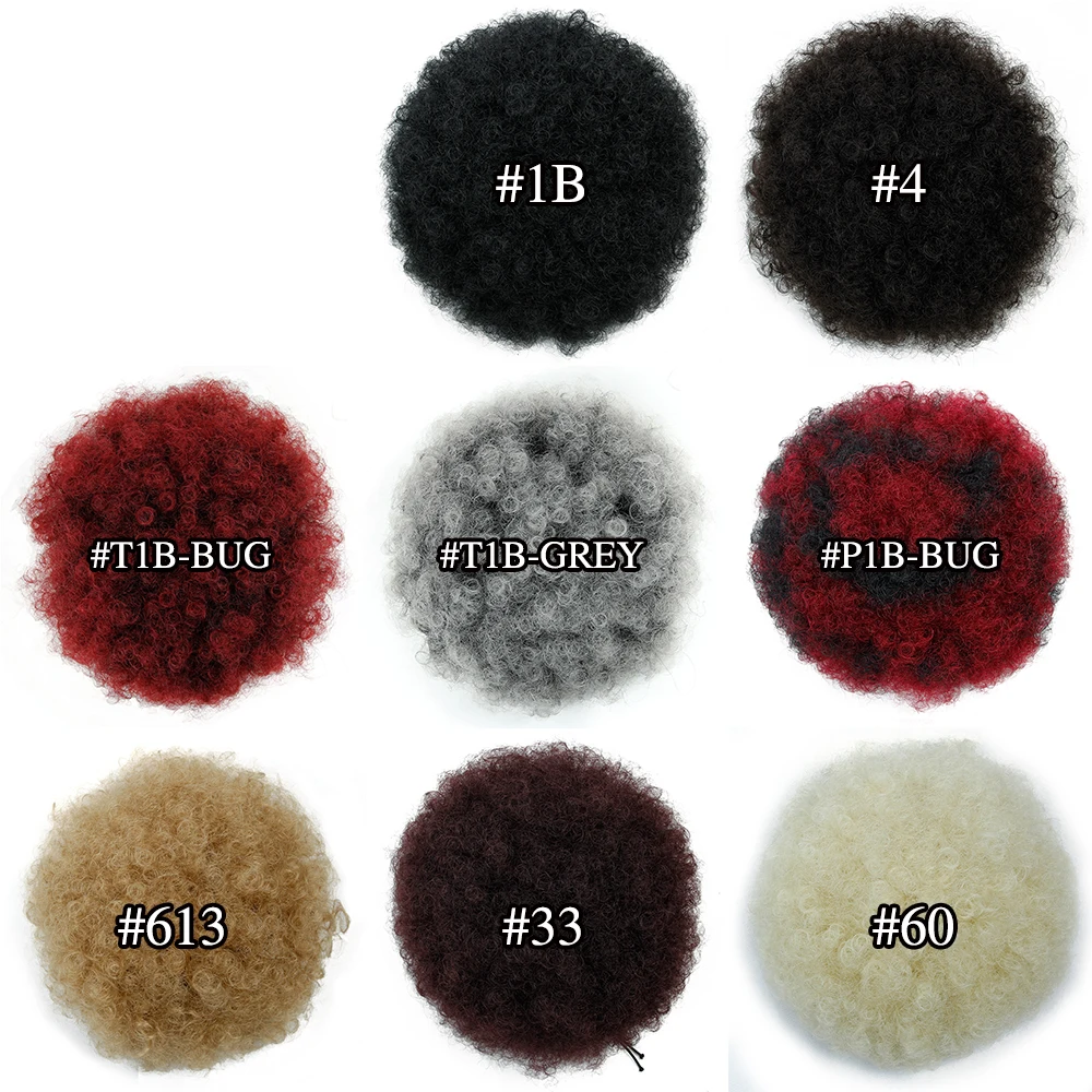 Synthetic Chignon Hair Bun Afro Kinky Curly Drawstring short Hair Pieces Bun clip in Diameter 10 Inch Hair Bun Afro hairpiece Synthetic Chignon Hair Bun Afro Kinky Curly Drawstring short Hair Pieces Bun clip in Diameter 10 Inch Hair Bun Afro hairpiece