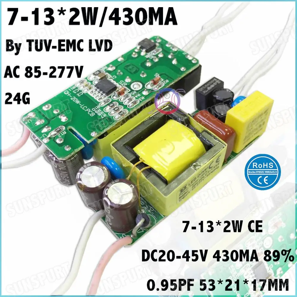 5-20 штук TUV-CE EMC LVD PF External36W AC85-277V светодиодный драйвер 1-25Cx2W 450mA DC2-85V постоянный ток для светодиодный лампы