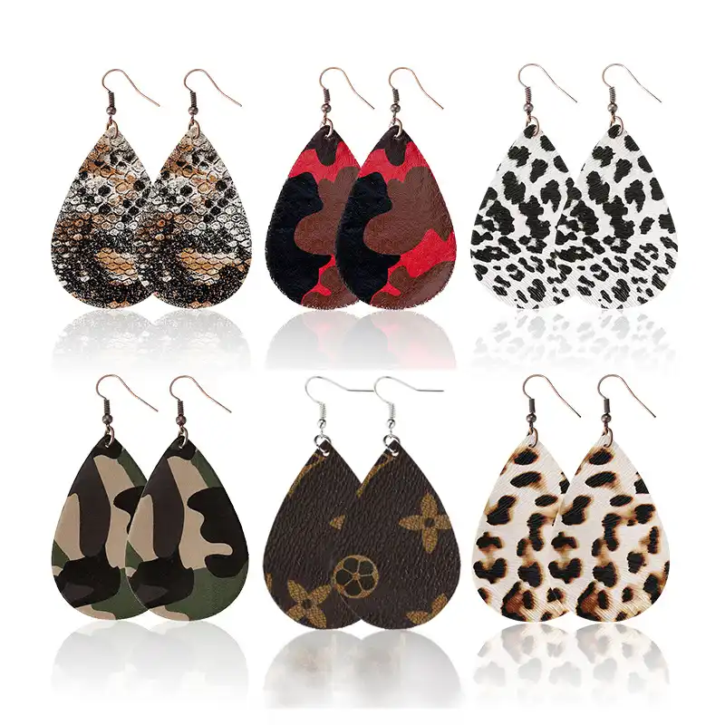 Textured Print Leather Earrings