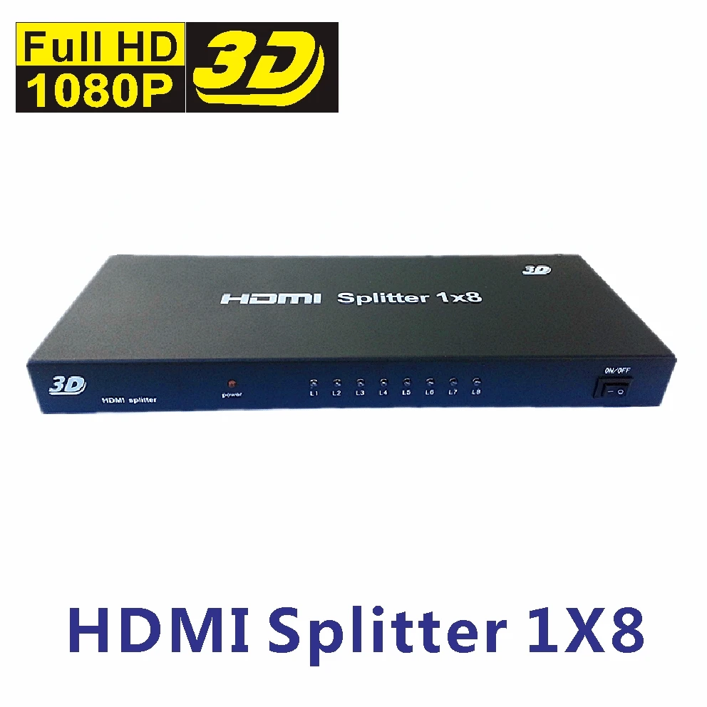 HDMI сплиттер Switcher конвертер Усилители домашние повторителя 1 до 8 1x8 1 в 8 из для FullHD 1080 P 3D HDTV HDCP аудио-видео сепаратор