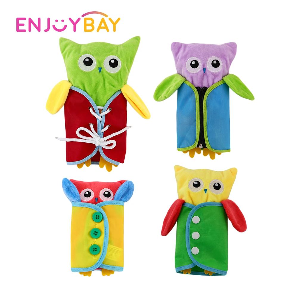 

4pcs/set Owl Montessori Dressing Practice Toy Baby Montessori Dressing frames Wear Clothes Study Animals Educational toys
