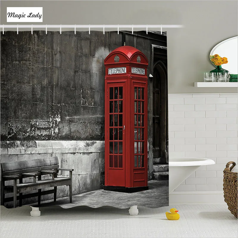Shower Curtain Bathroom Accessories London Famous Landmarks City