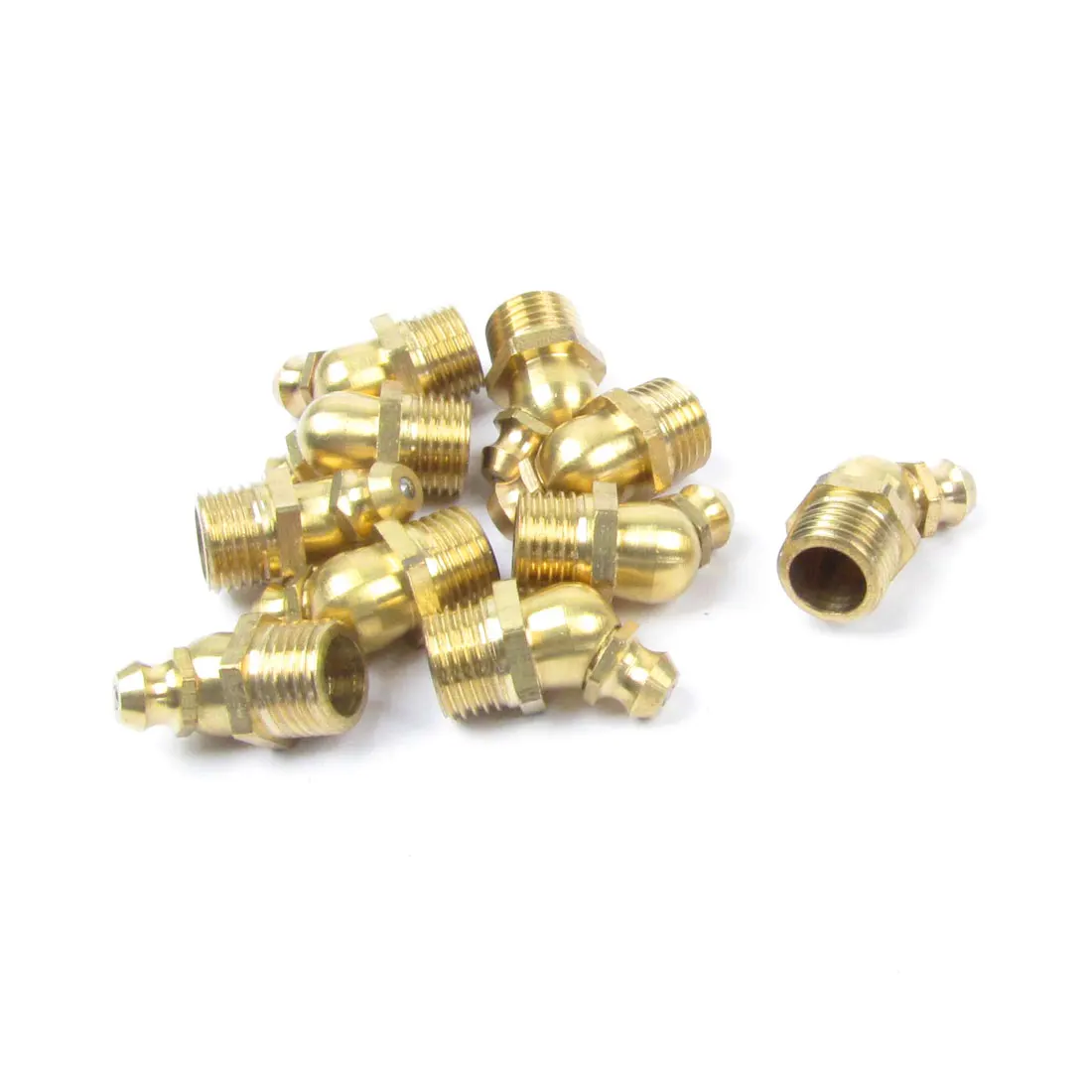 X Autohaux 10 Pcs Male Thread 45 Degree Angle M10 Thread Brass Zerk