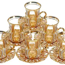 6 человек чайный сервиз кристаллы и бусины серебро или золото цвет с большим лотком