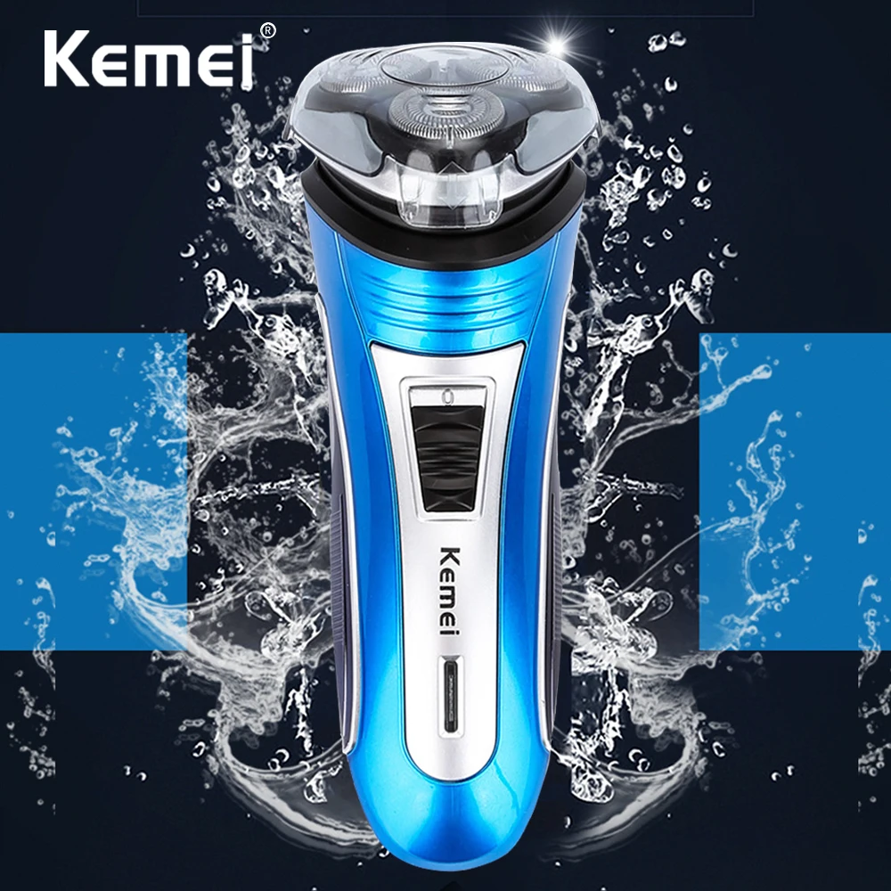 

Kemei 220V Rechargeable Electric Shaver 3D Triple Floating Blade Heads Shaving Razors Face Care Men Beard Trimmer Barber Machine