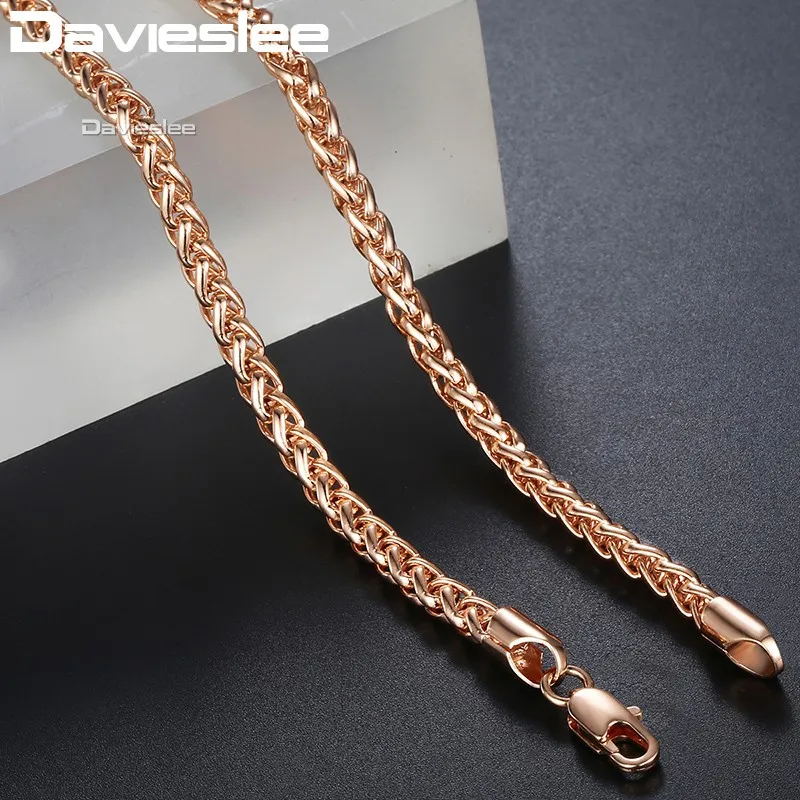 Ожерелье женское из розового золота 585 пробы 4 мм 50 см 60 см|rose gold necklace|gold necklacegifts for