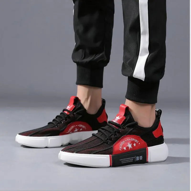 

2018 Summer New Breathable Men Sneakers Male Shoes Adult Red Black High Quality Comfortable Soft Men Mesh Shoes LD-33