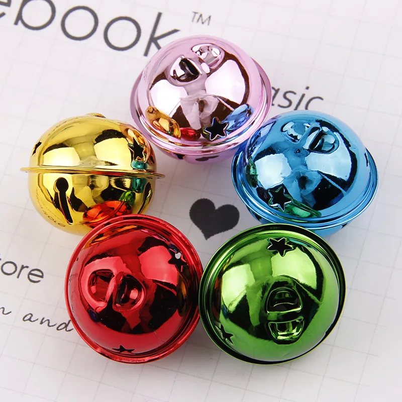 

40mm Mix Color Iron Vacuum Plating Five-point Star Christmas Jingle Bells Pendant Handmade Party DIY Crafts Accessories
