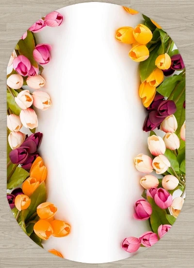 Желтый розовый кремовый тюльпаны цветы белый пол 3d принт Нескользящая микрофибра гостиная современный Овальный моющийся коврик ковер