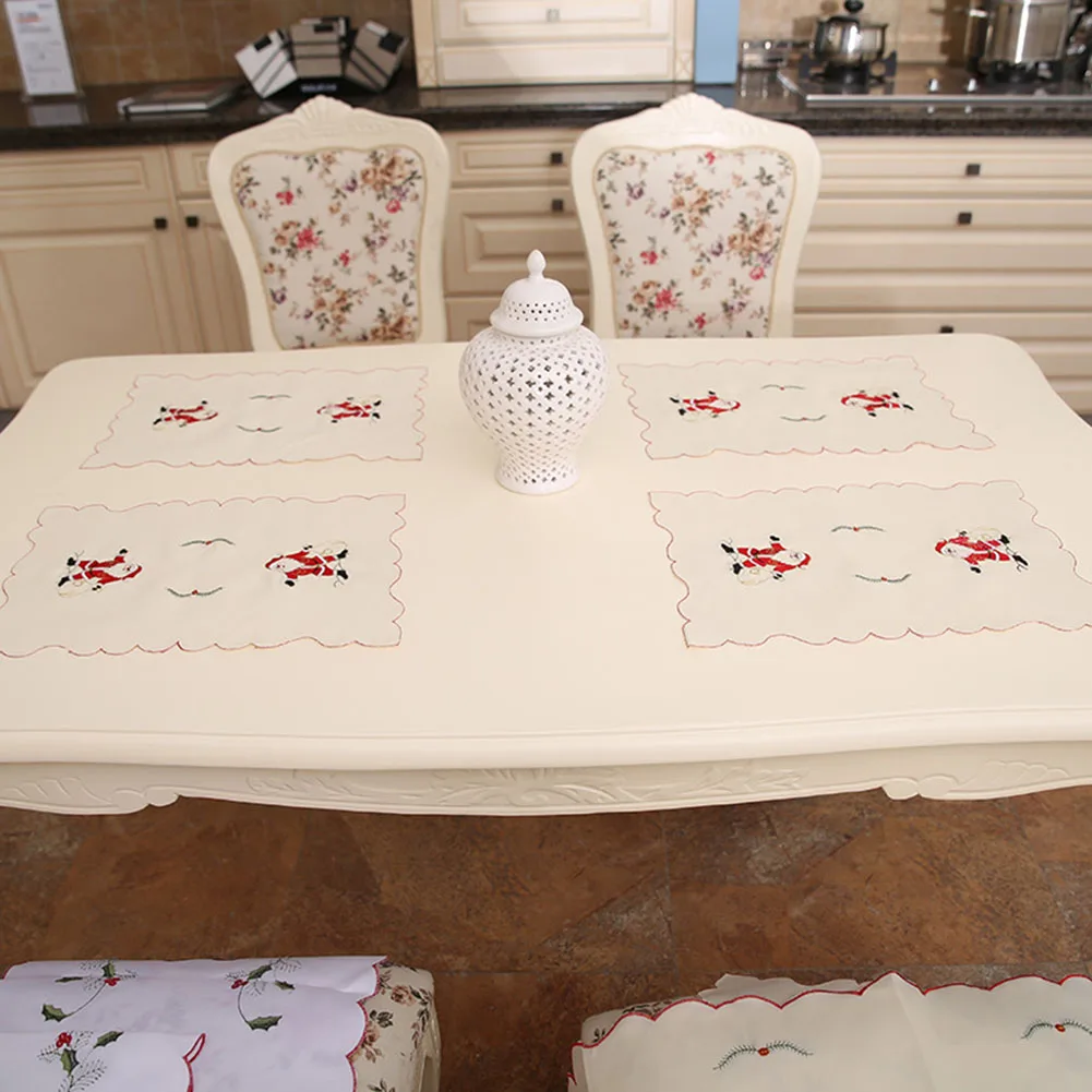 

1Pcs Tableware Pads Christmas Table Placemat Pad Dining Table Mats Plate Bowl Home Decor Xmas decorative Table Mats