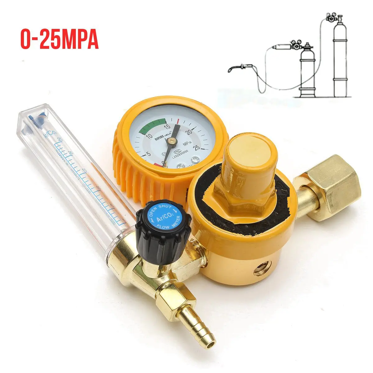 

0-25Mpa Argon CO2 Mig Tig Flow Meter Gas Regulator Flowmeter Welding Weld Gauge Argon Regulator Oxygen Pressure Reducer