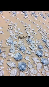 

Nigerian 3d flower Lace Fabric African French Net Lace Fabric Tulle Mesh Fabric Jolin-688-3 For Party African Lace Fabric