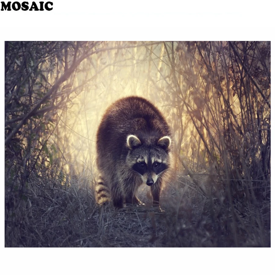 5D Diy Diamond painting Cross stitch forest animals red panda Diamond