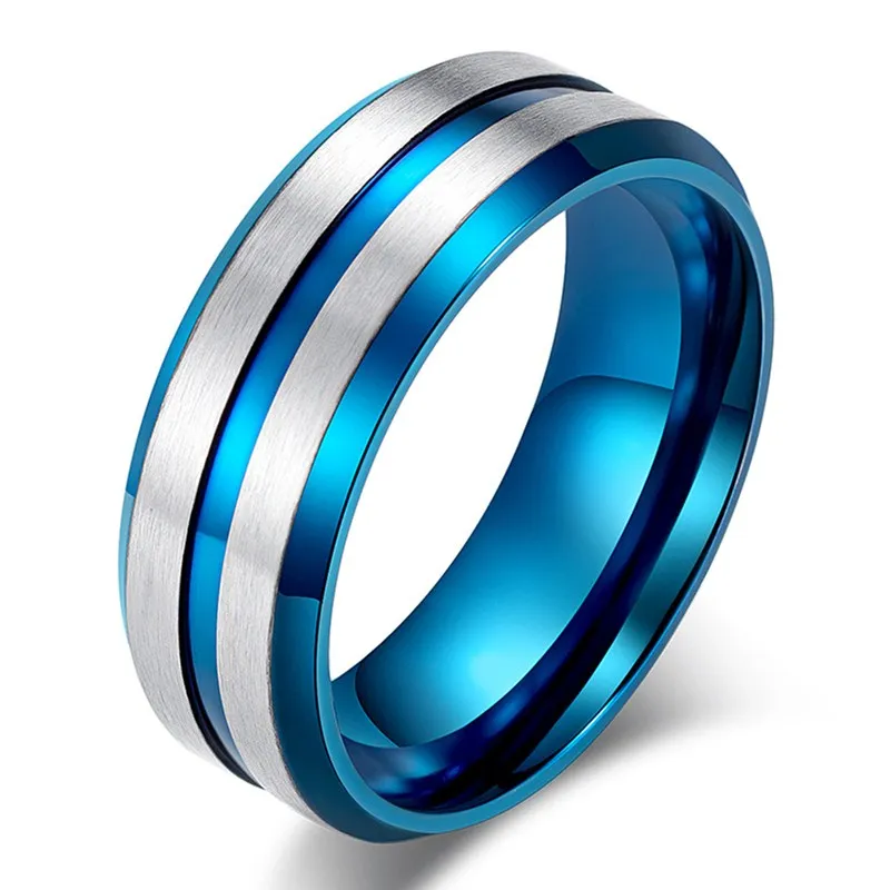 ZTYDEMO Silver Matte Brushed Wedding Rings for Men 8MM 316L Stainless Steel Boy Engagement Accessories Male Ring Jewelry | Украшения и