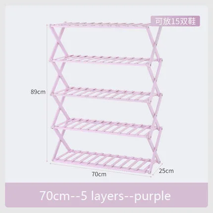 Morejoy стеллаж для обуви, многоуровневый держатель для обуви, цвет макарон, Складная полка для хранения, установка, шкаф для хранения обуви - Цвет: 70cm-5-purple