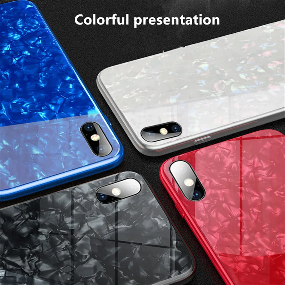 Luxury Tempered Glass Geometric Case For iPhone X 7 8 Plus Soft TPU Frame Art Print Patterned ProtectiveCover For iPhoneX 10 (1)