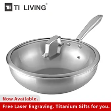Горячая титановая сковорода с антипригарным покрытием, кухонные аксессуары, горшок с не покрытием, индукционный вок, закаленное стекло, покрытие для дома, здоровое
