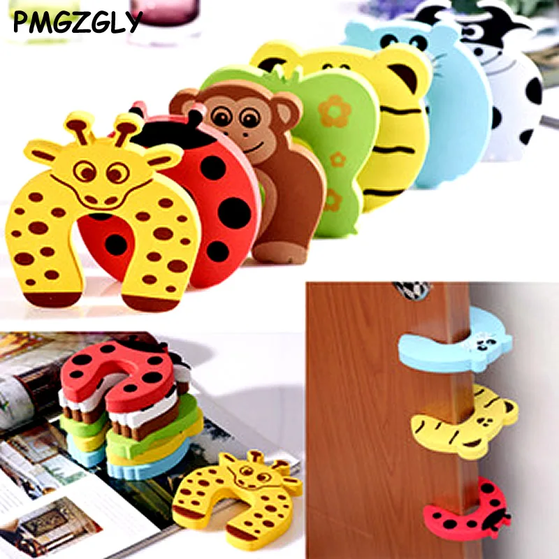 

5PCS/ Cartoon Child Security Door Card File Environmental Protection Materials Baby door anti - Folder Hand Security door card