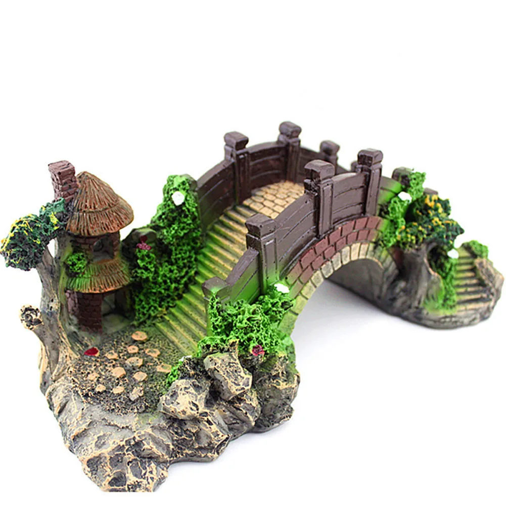 

Aquarium Decoration Bridge Rockery Fake Rock Bridge Landscape Pavilion Resin Tree For Fish Tank Ornament Decors