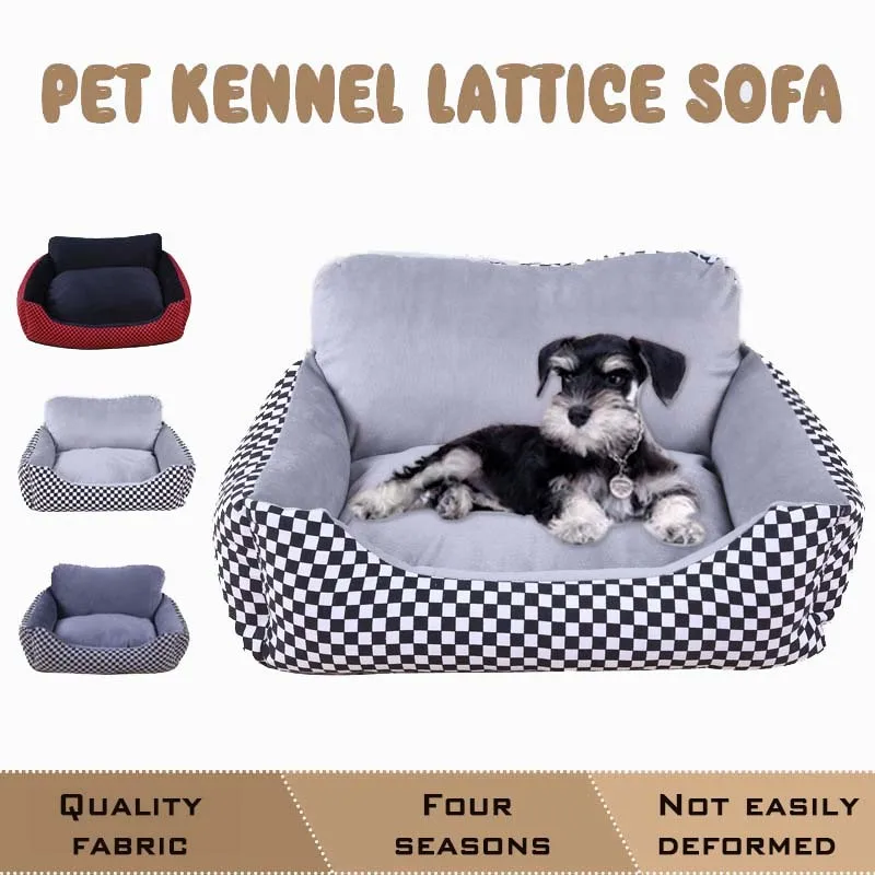 

KIMHOME PET Cute Dog Beds For Large Dogs Waterproof Dog House Canvas Plaid Chihuahua Bed For Small Dogs Pet Bed For Cats S-XL