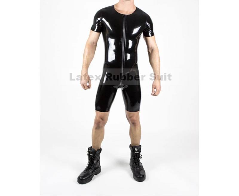

Classcal Latex Surf Suit Front Zip Latex Leotard Black Latex Rubber Tight Zentai