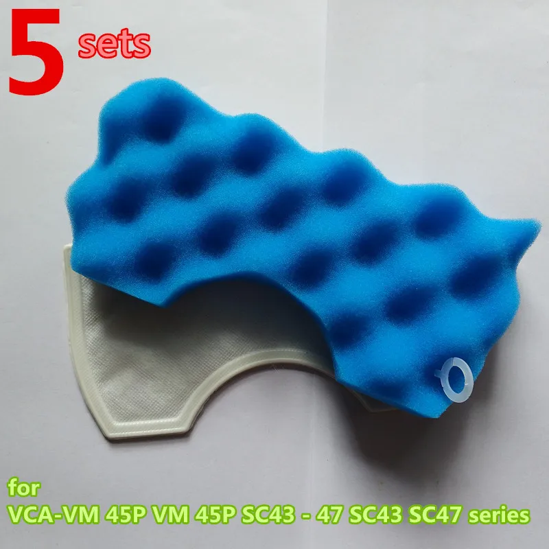 5sets of robots vacuum cleaner parts for replacement Samsung VCA-VM 45P VM 45P SC43 - 47 SC43 SC47 series HEPA filter