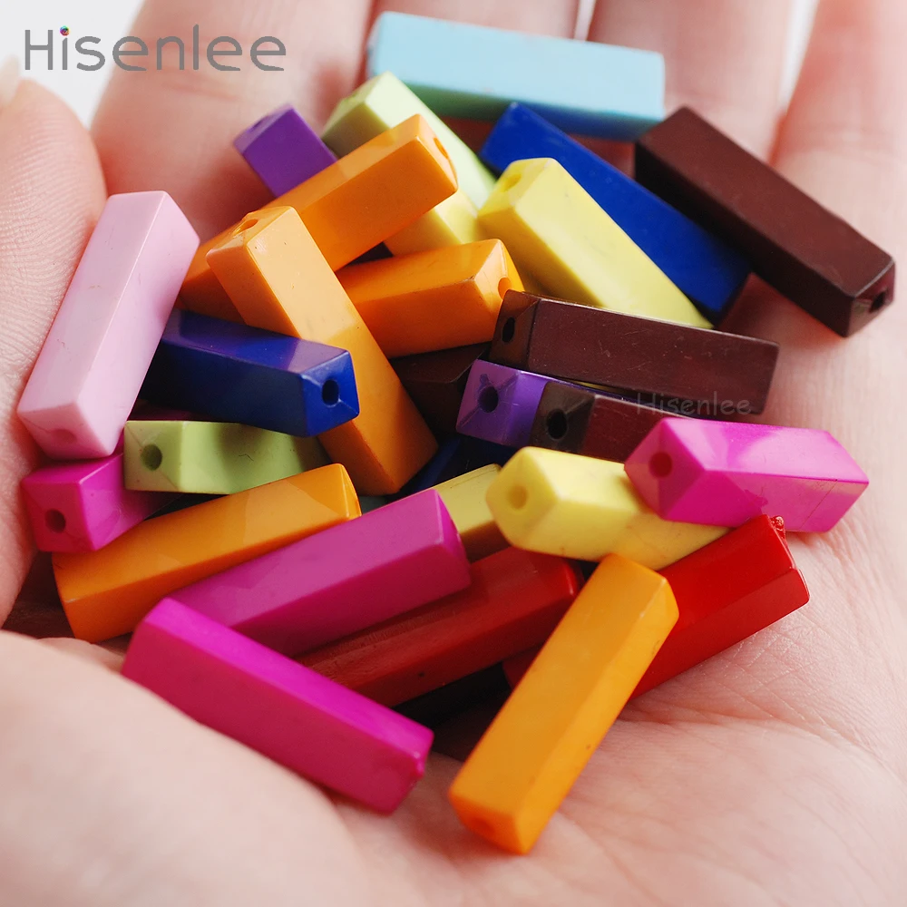 

5x15MM Cuboid shape Two Hole Acrylic Mixed color Interval Beads 30pcs High quality Decor Embellishment Accessories bead