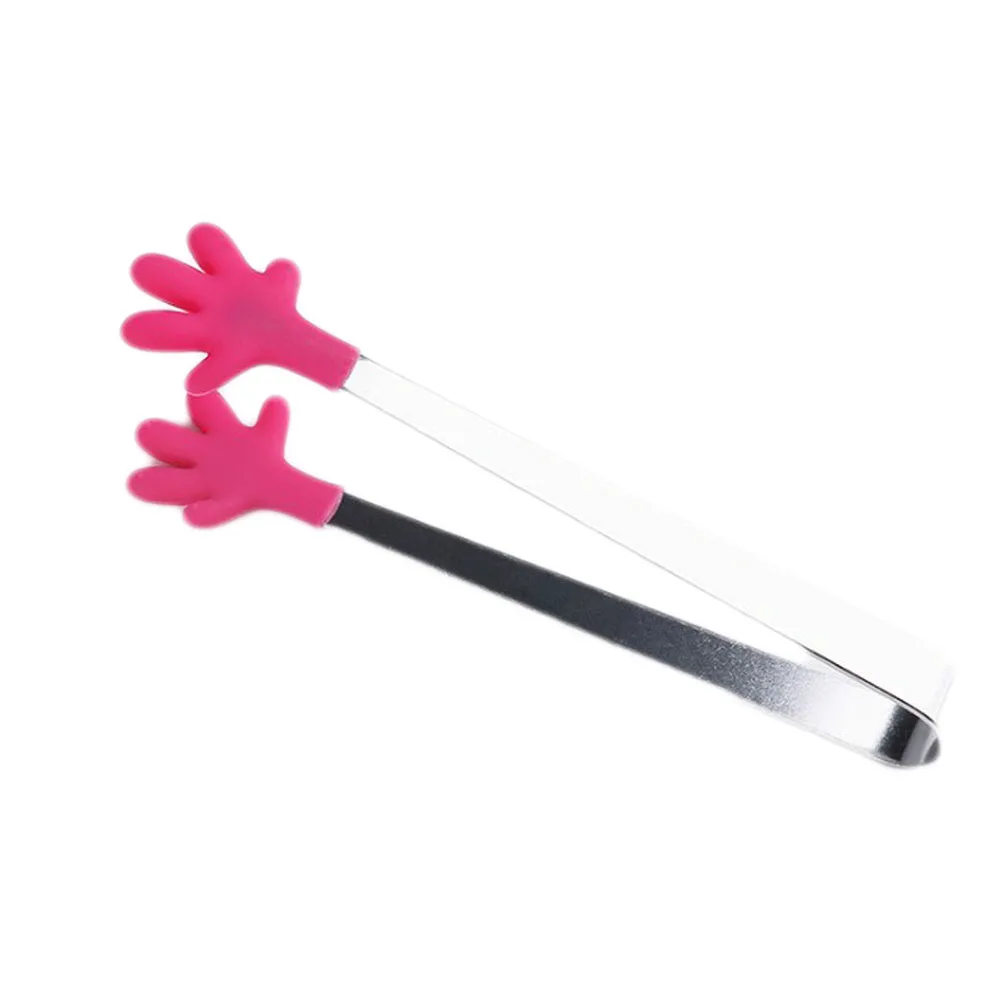 

High Quality Cute Mini Stainless Steel Food Tongs Clip Silicone Hand Design Sugar Cake Clip