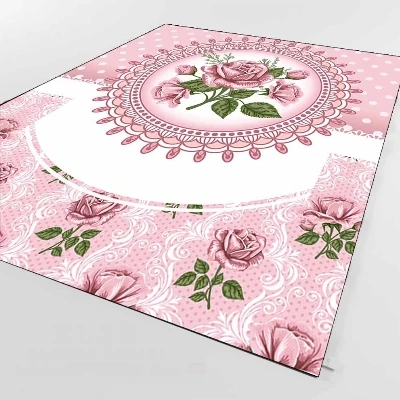 Else розовый белые розы цветы Цветочные Vintages 3d принт нескользящей микрофибры Гостиная Декоративные Современные моющийся коврик коврики