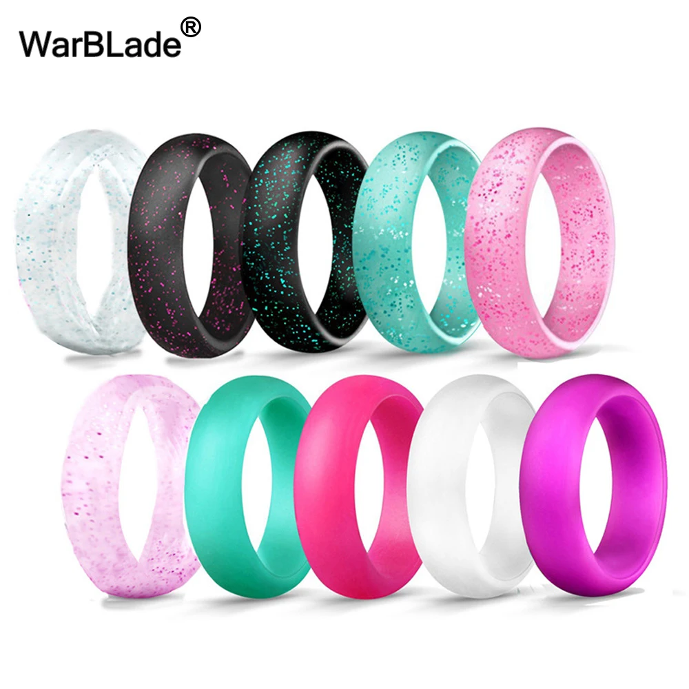 10pcs/set 4-10 Size Food Grade FDA Silicone Finger Ring 5.7mm Hypoallergenic Crossfit Flexible Rubber Rings For Women Wedding