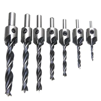 

7Pcs 3/4/5/6/7/8/10mm HSS 5 Flute Countersink Drills Bit Reamer Set Carpentry Woodworking Chamfer with Wrench