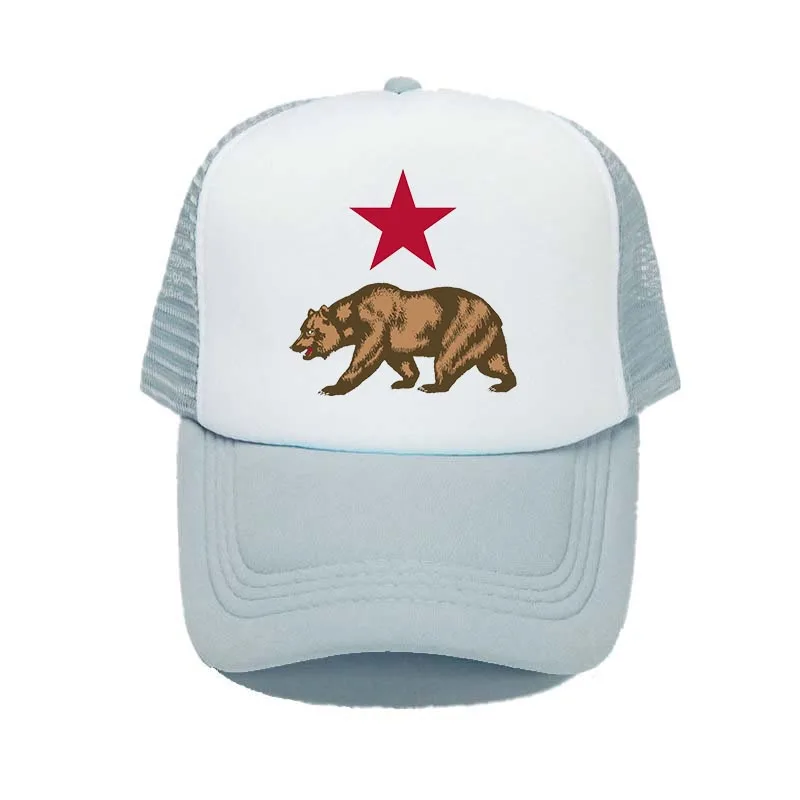 Калифорнийский медведь Кепка-тракер Кепки Для женщин Для мужчин Калифорнийская Республика бейсболка с флагом, головной убор в хип-хоп стиле, крутая бейсболка забавная летняя сетчатая Кепка YY312