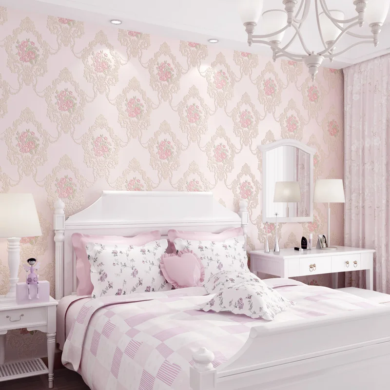 

Beautiful Europe Flowers wallpaper Self Adhesive Non-woven 3d Floral Wallpapers Roll Living Room Bedroom Mural Wall Paper QZ104